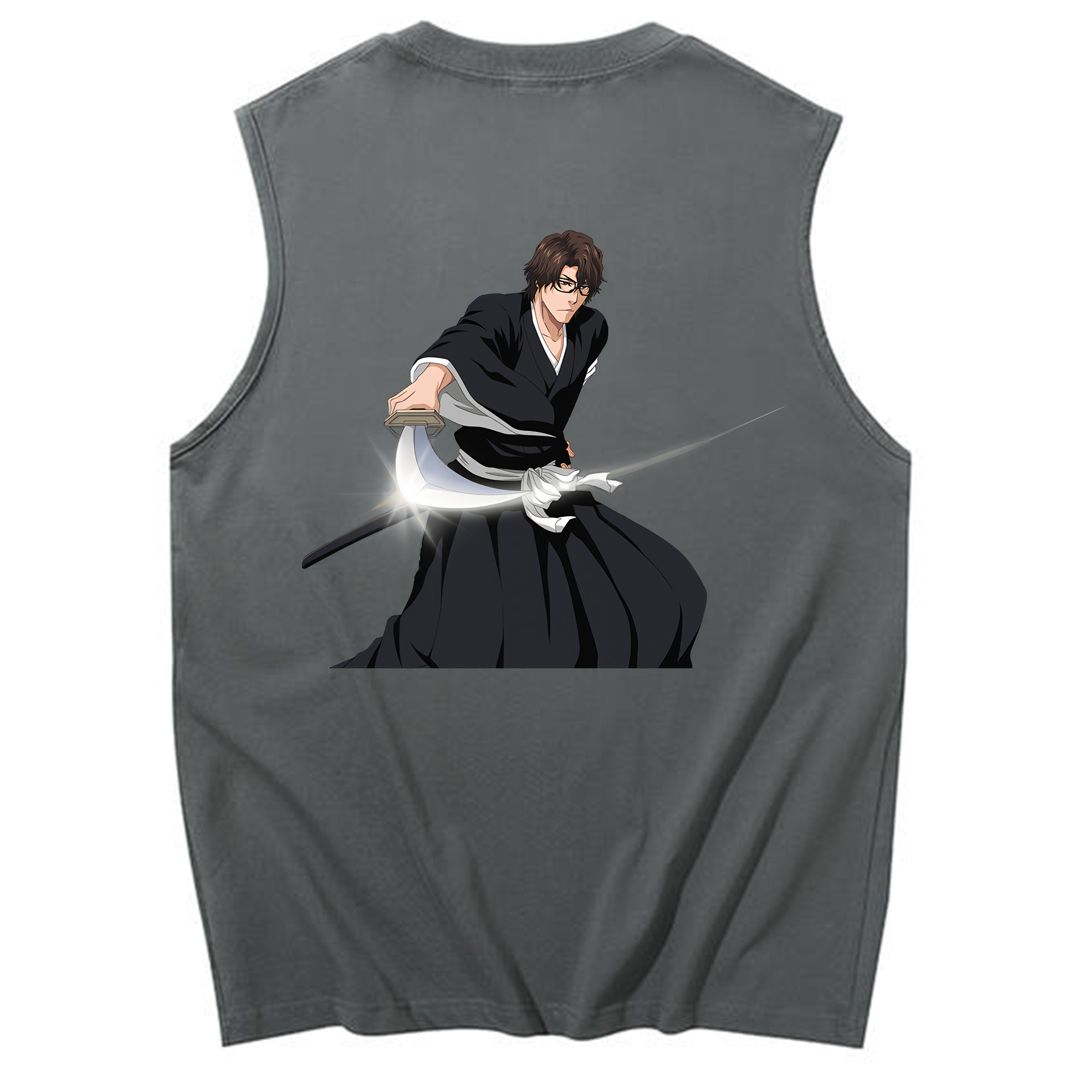 （画像用） ブリーチ 藍染 惣右介（あいぜん そうすけ） BLEACH Aizen Sousuke コットン100％タンクトップ（背面プリント）